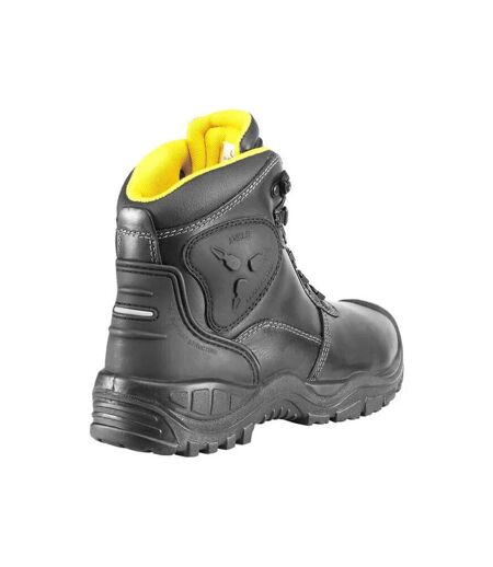 Mens Footwear Industry Batura Plus Leather Safety Boots Black Yellow Mascot