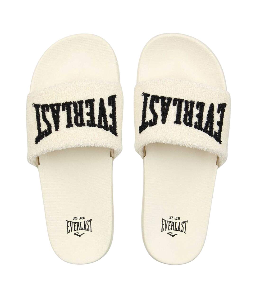 Womens/ladies Logo Sliders Beige Black Everlast-3