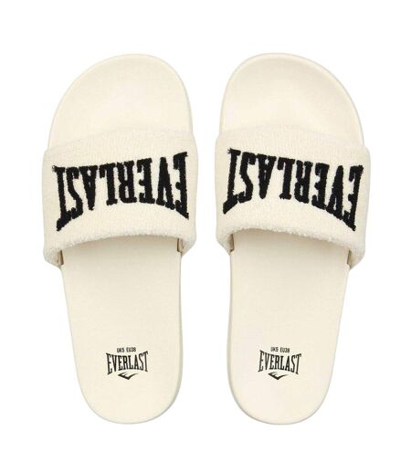 Womens/ladies Logo Sliders Beige Black Everlast