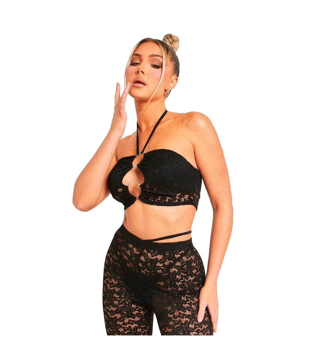 Womens/ladies Lace Crop Top Black Missy Empire-3