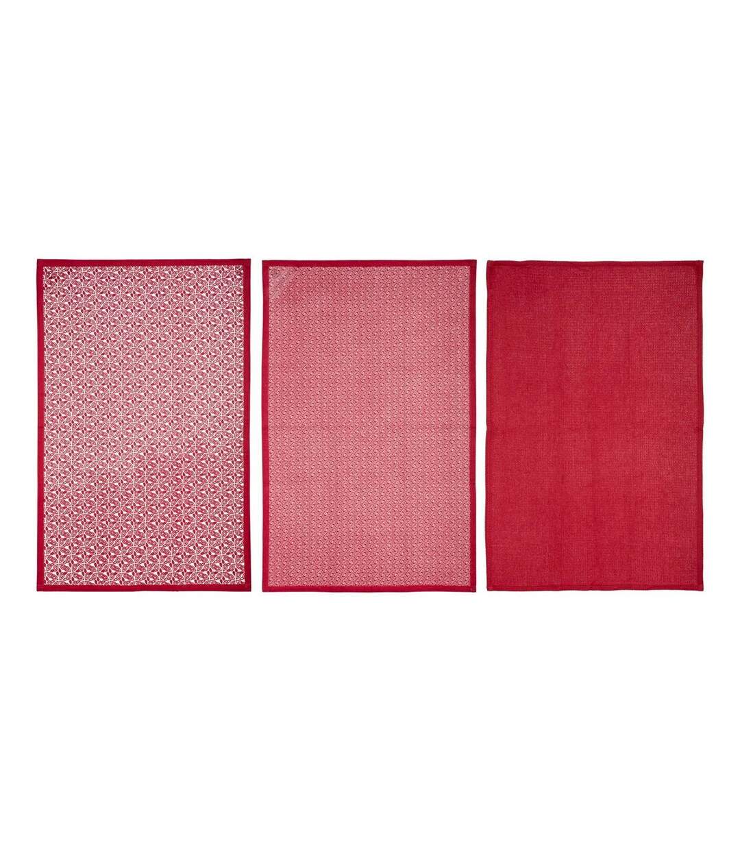 Lot de 3 Torchons Imprimé 45x70cm Rouge-1