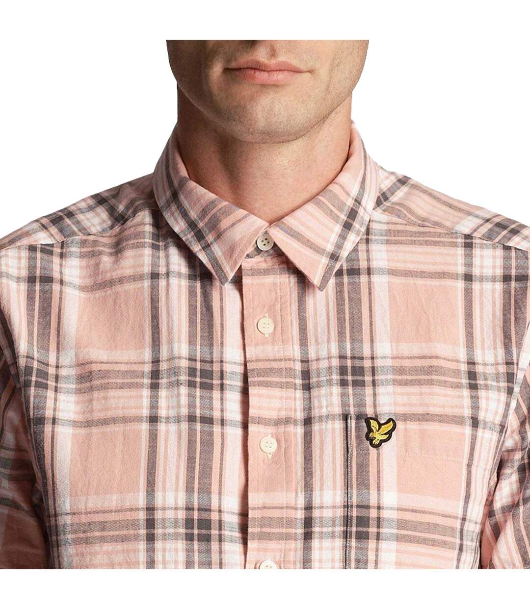 Chemise Manches Courtes Style À Carreaux Homme Rose Lyle & Scott-4