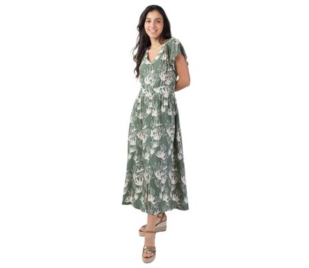 Robe longue manches courtes ARETHA fleurie pastel Coton Du Monde
