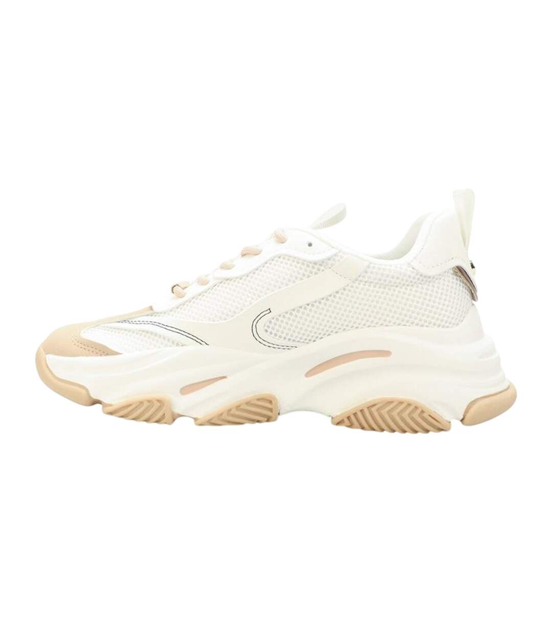 Womens/ladies Possession-e Platform Trainers Cream Steve Madden-2
