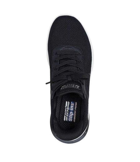 Womens/ladies Glide-step Trainers Black White Skechers