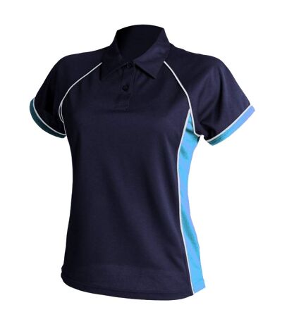 Finden & Hales Womens Coolplus Piped Sports Polo Shirt (Navy/ Sky/ White) - UTRW428