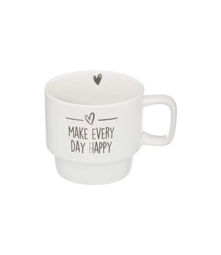 Lot de 4 Mugs sur Rack Happy 22cl Blanc