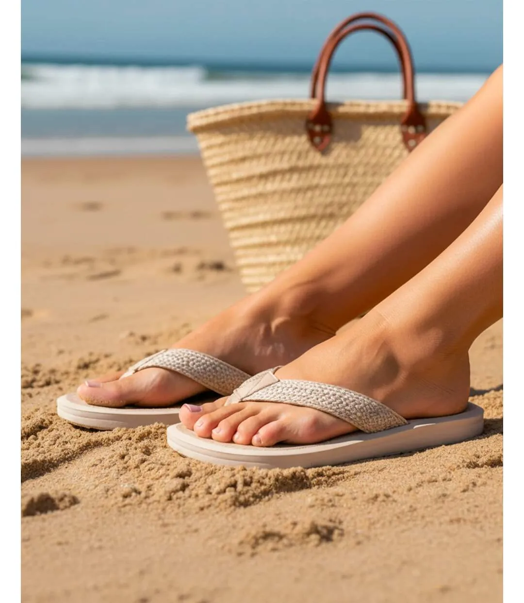 Isotoner Tongs femme sandales plage d'été, semelles eva légères et confortable-2