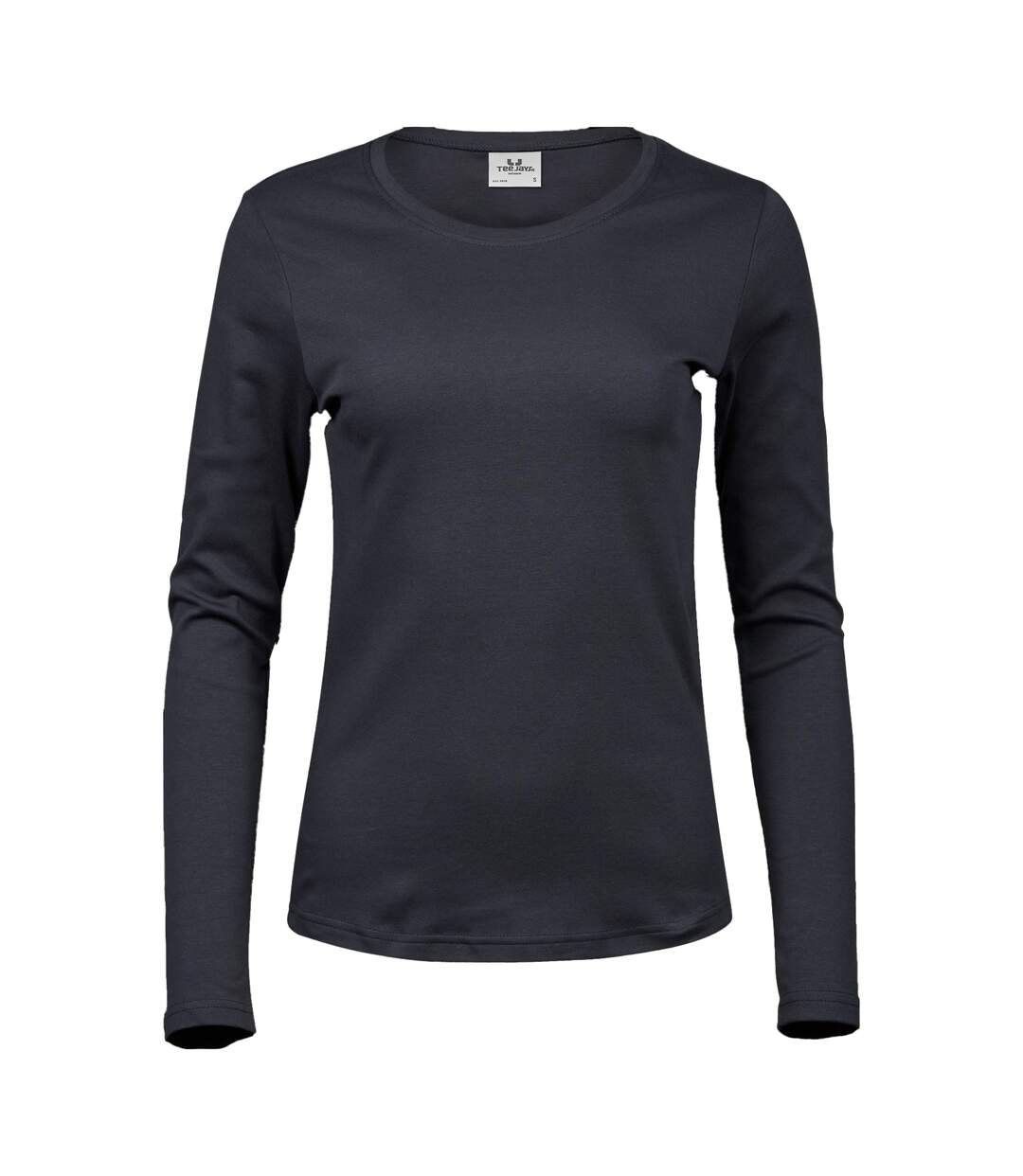 Womens/ladies Interlock Long-sleeved T-shirt Dark Grey Tee Jays-1
