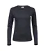 Womens/ladies Interlock Long-sleeved T-shirt Dark Grey Tee Jays-1