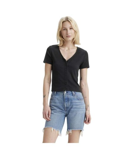 Womens/ladies Ribbed V Neck Top Caviar Levis
