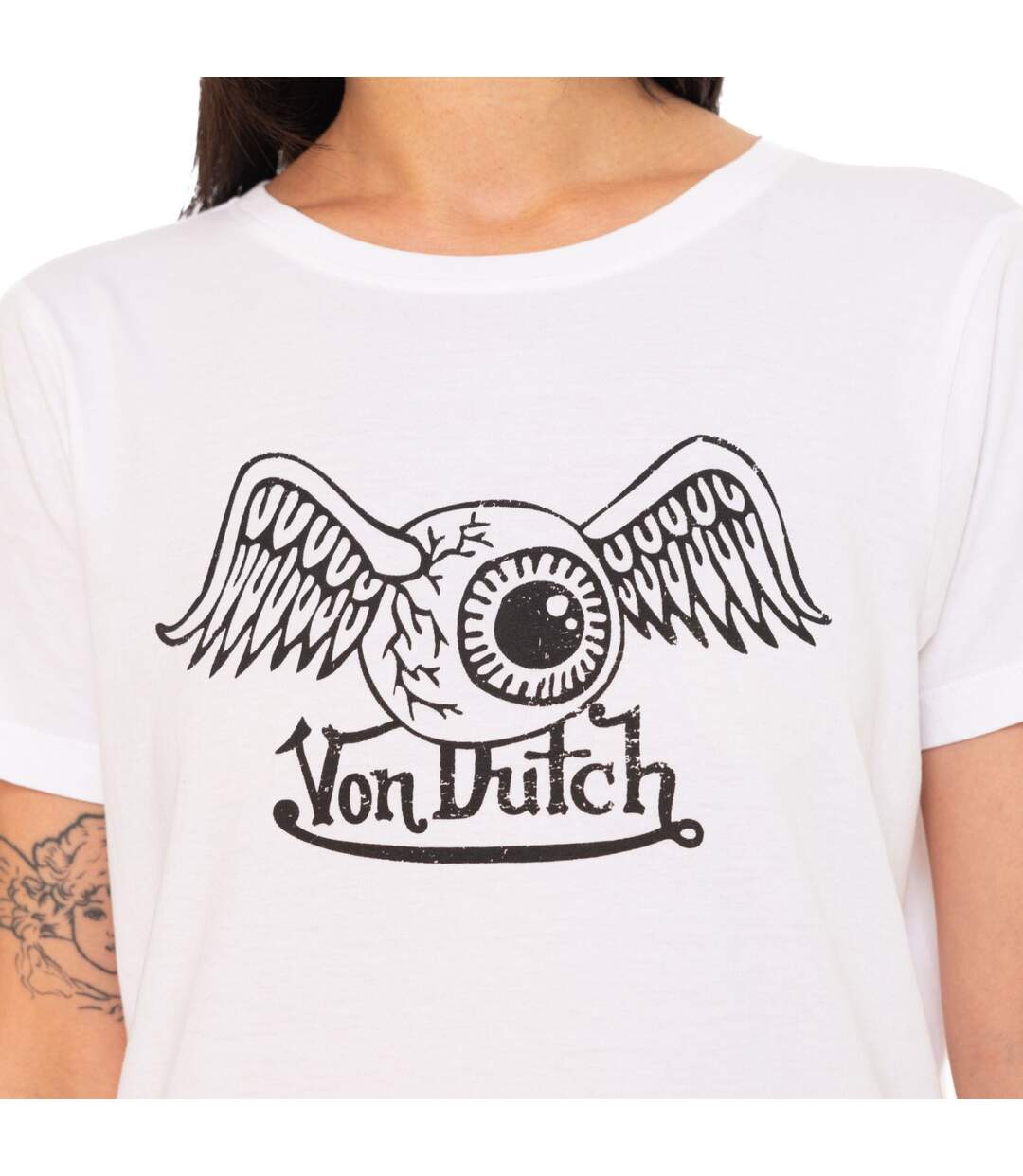 T-shirt femme col rond avec imprimé logo devant Retro Vondutch-2