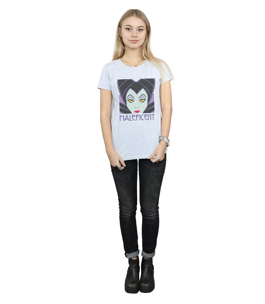 Disney - T-shirt MALEFICENT CROPPED HEAD - Femme (Gris chiné) - UTBI14744-4