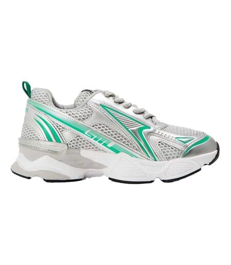 Womens/ladies Rhinestone Mesh Chunky Flat Trainers Green Multicoloured Steve Madden