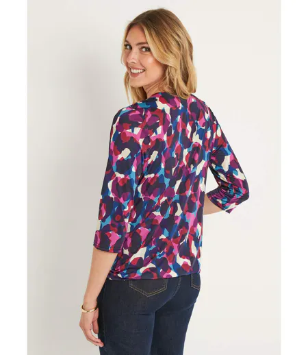 T-shirt blousant cache-coeur manches 3/4