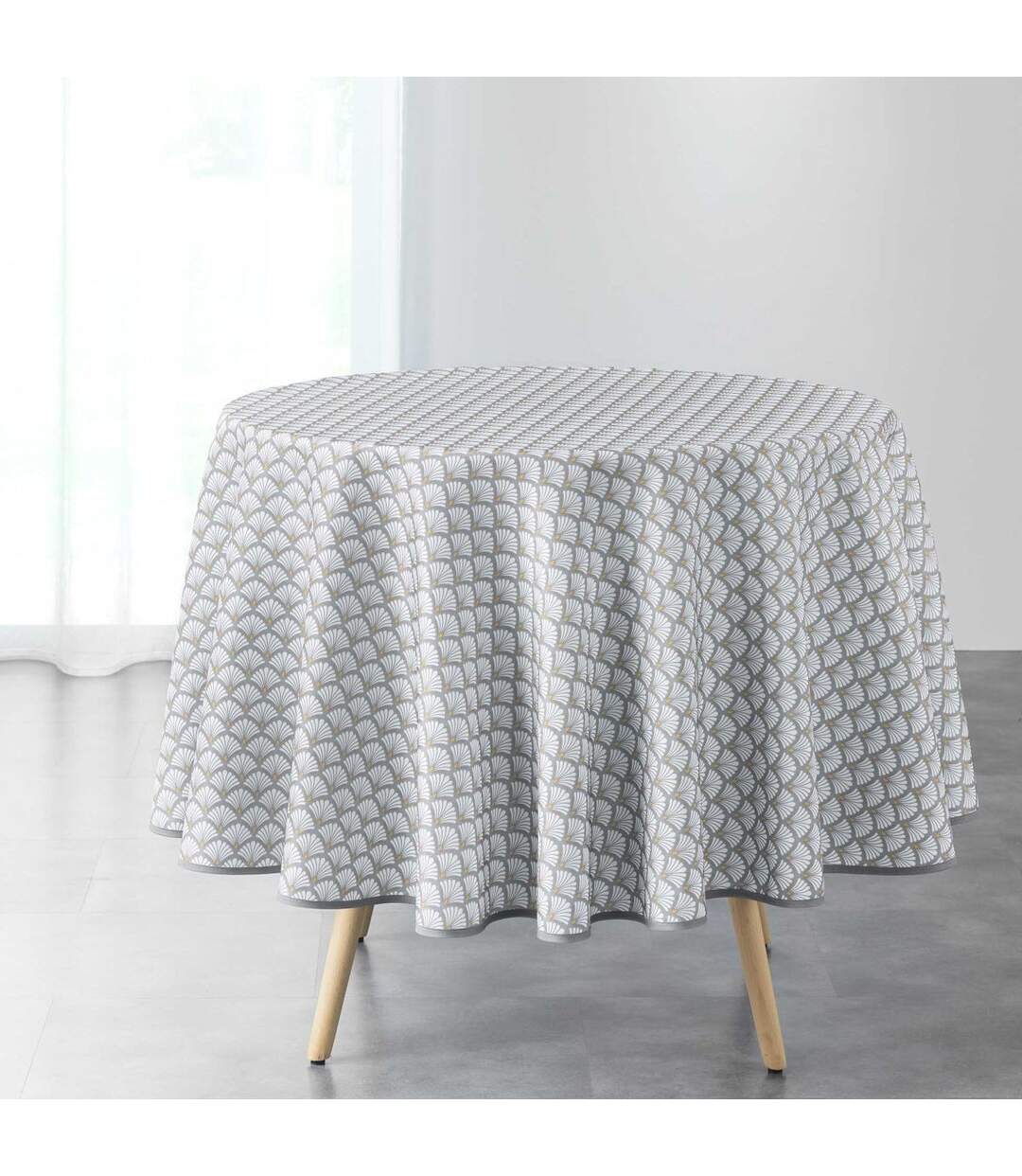 Nappe Ronde Imprimée Artchic 180cm Blanc-1