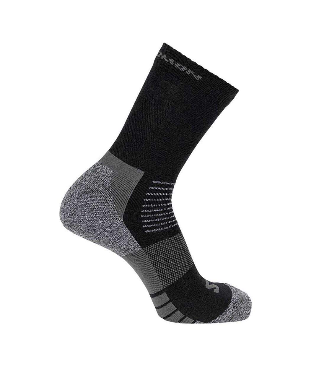 Pack Of 2  Womens/ladies Merino Wool Crew Socks  Black Grey Salomon-2