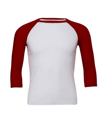 Unisex adult triblend 3/4 sleeve baseball t-shirt white/red Bella + Canvas