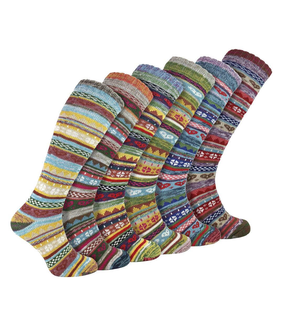 6 Pairs Ladies Knee High Nordic Patterns Socks-3