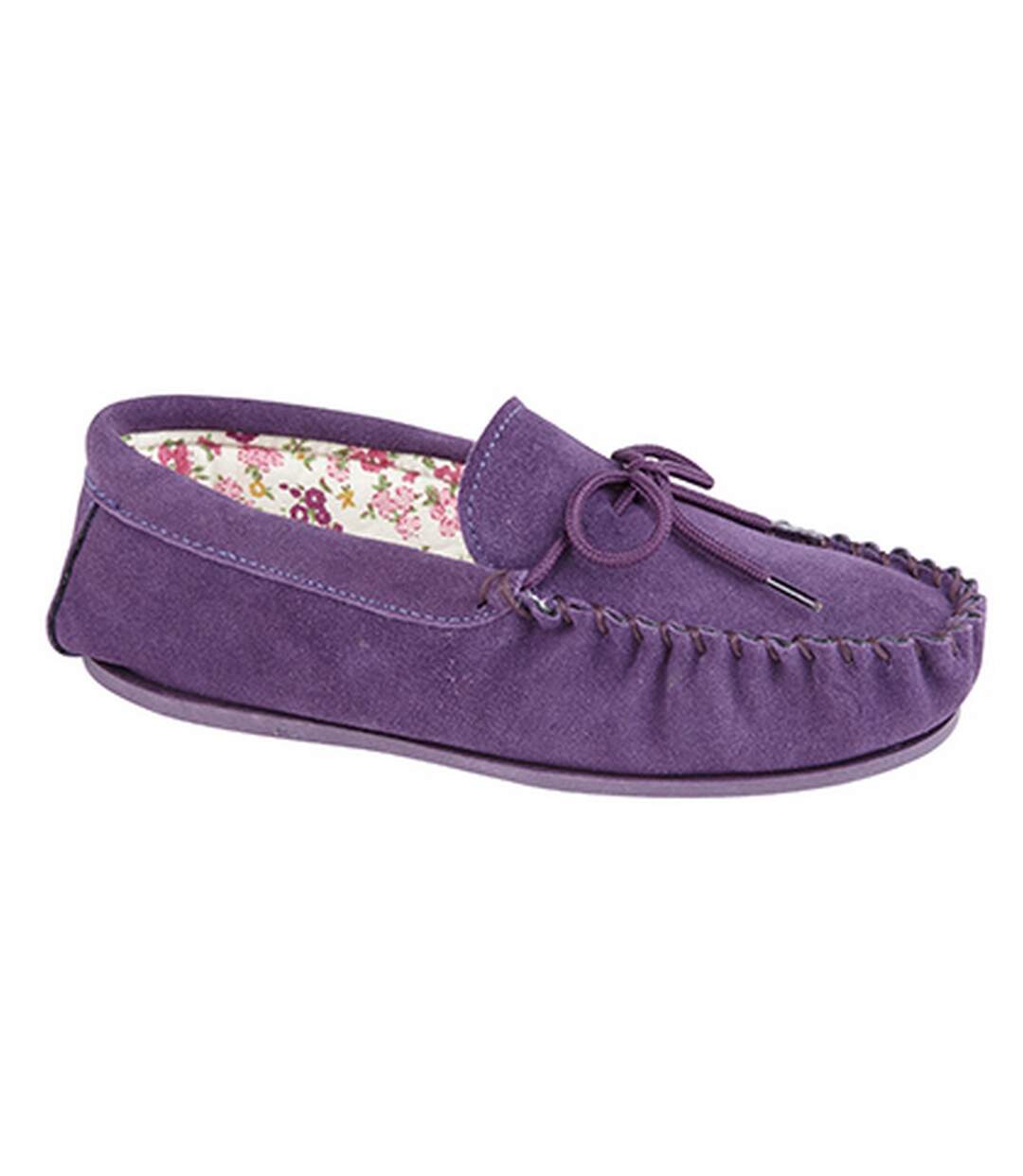 Lily chaussons style mocassins femme pourpre Mokkers-1