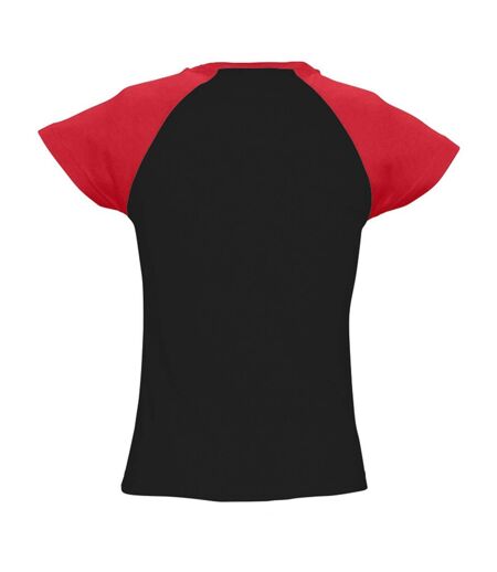 SOLS Milky - T-shirt à manches courtes en contraste - Femme (Noir/Rouge) - UTPC301