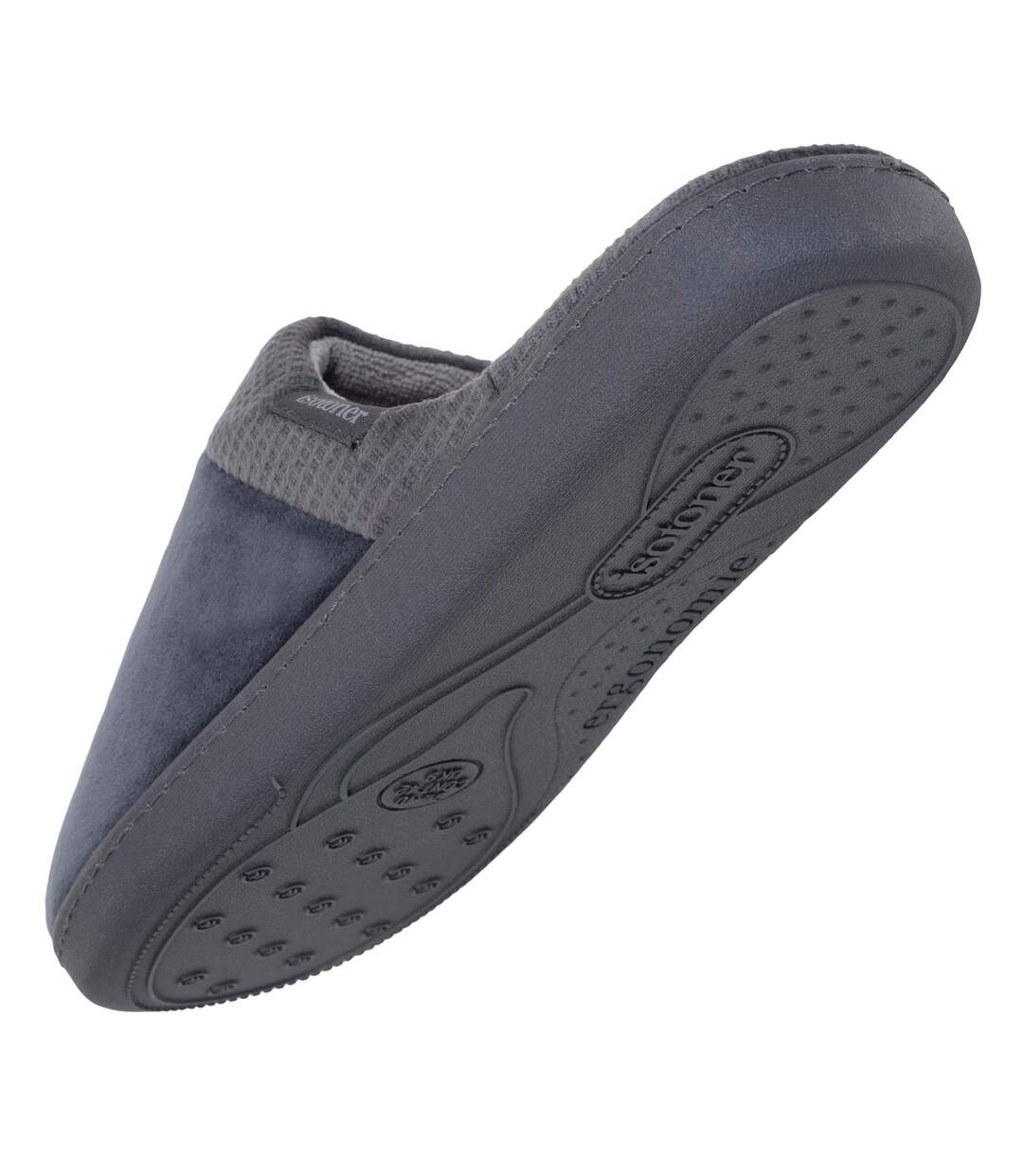Isotoner Chaussons Mules homme velours semelle ergonomique soutien voûte plantaire-5