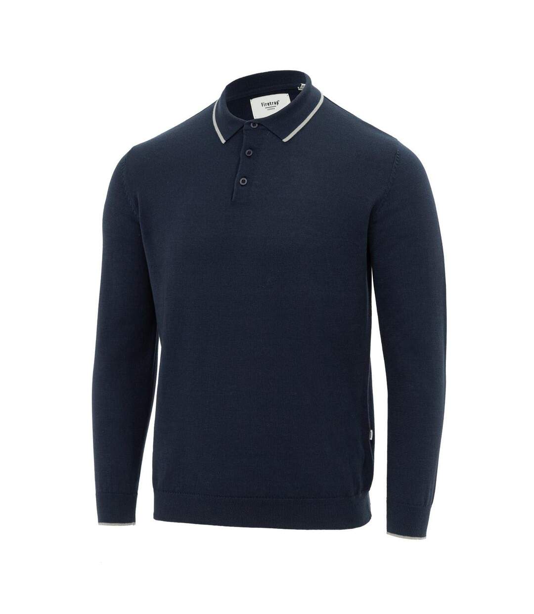 Mens Long-sleeved Polo Shirt Navy Grey Firetrap-3