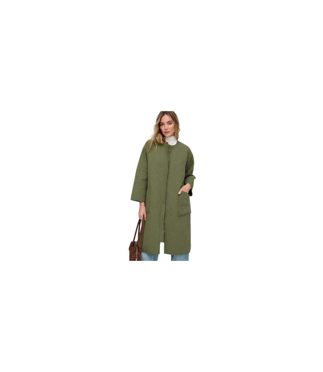 Womens/ladies Heidi Quilted Trench Coat Khaki Green Raffya-1