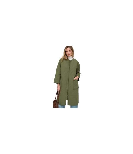 Womens/ladies Heidi Quilted Trench Coat Khaki Green Raffya