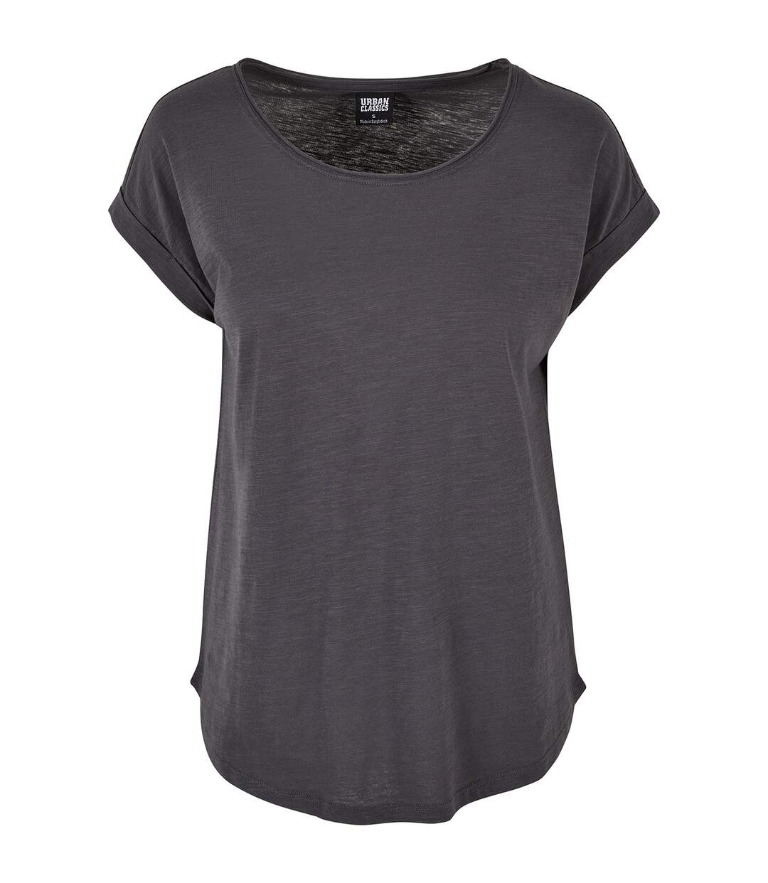 Womens/ladies long slub t-shirt dark shadow Build Your Brand-1