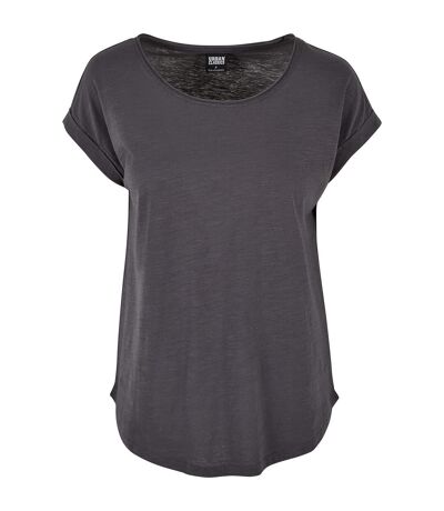 Womens/ladies long slub t-shirt dark shadow Build Your Brand