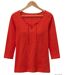 MAYFLOWER DOUGLAS1 - Tee-shirt manches 3/4 en maille flammée avec col à lacets-2