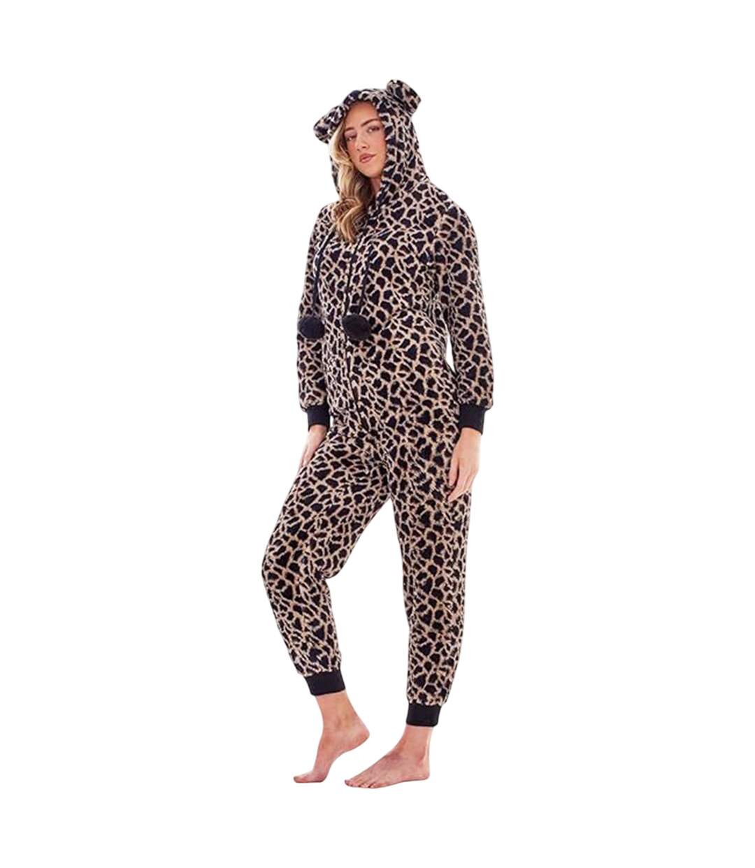 Combinaison Motif/style Imprimé Léopard Femme Marron Noir Keanu-4