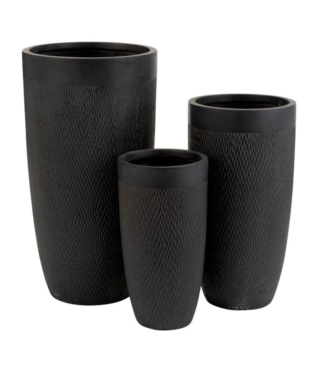 Lot de 3 Vases Ronds Design Argile 72cm Noir-1