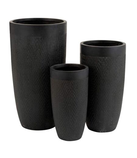 Lot de 3 Vases Ronds Design Argile 72cm Noir