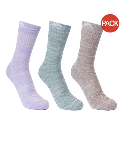 Pack of 3  Womens/ladies helvellyn trekking socks  spruce green/oatmeal/gelsomino melange Trespass