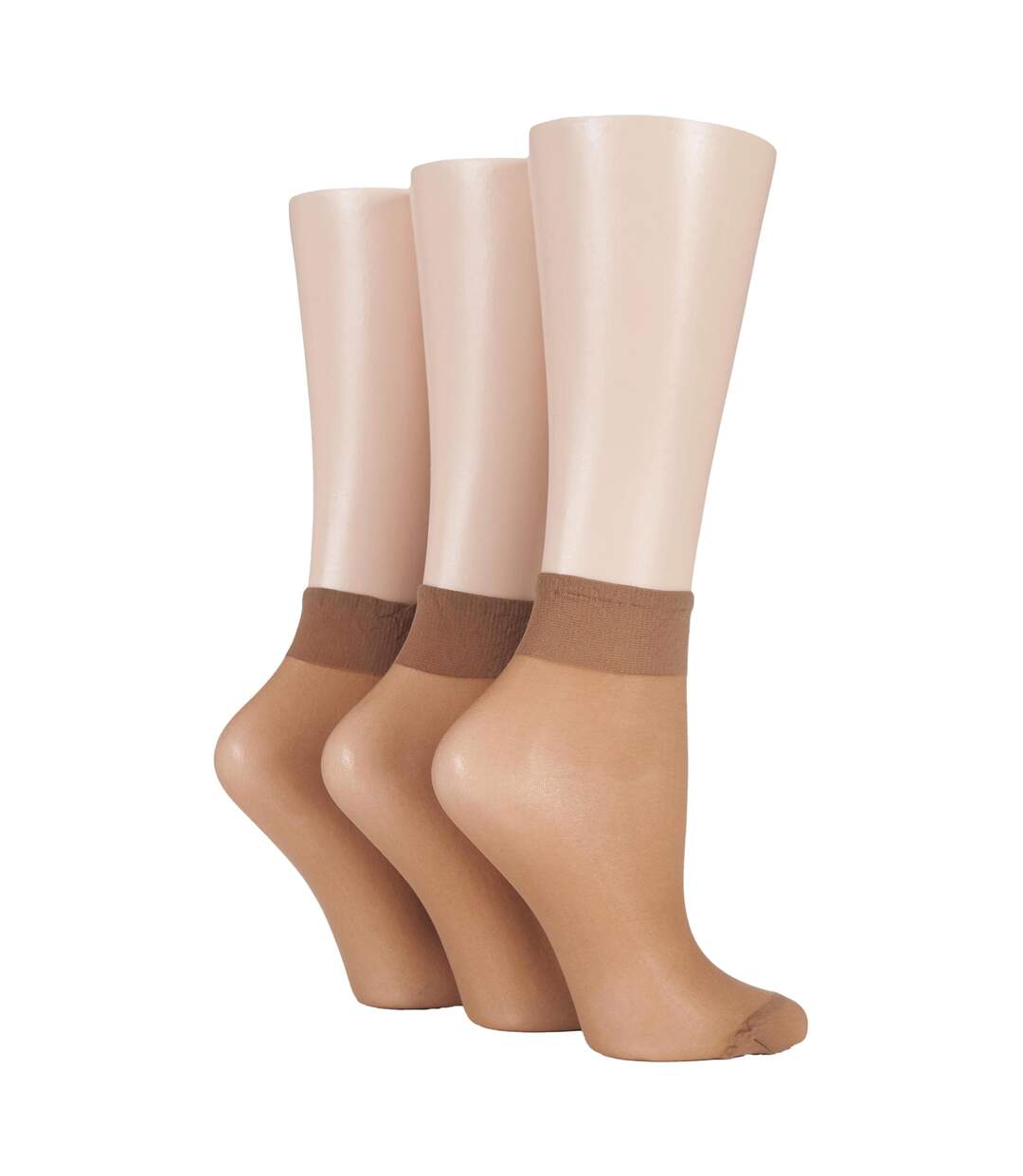 3 Pack Ladies 15 Denier 100% Nylon Ankle Highs - Sheer Lightweight Comfort-3