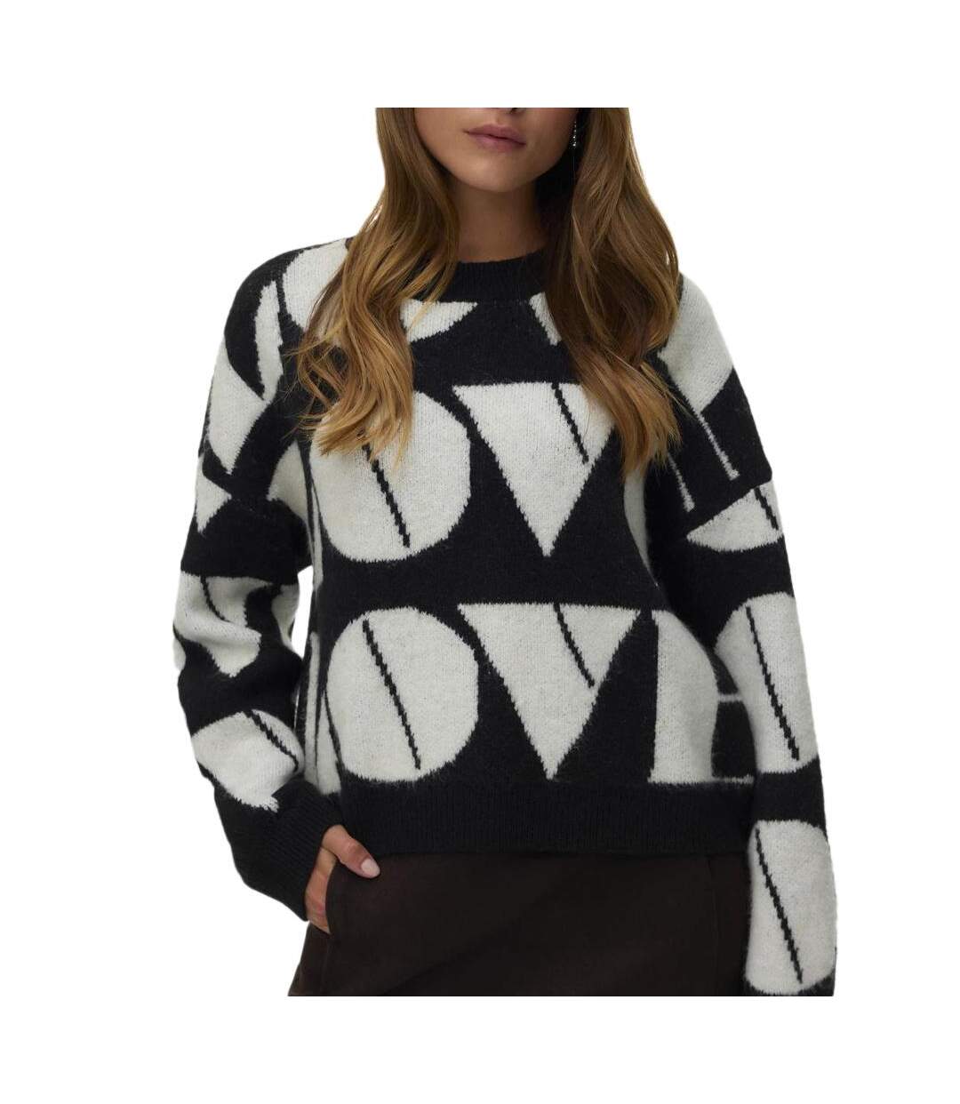 Pull noir/gris femme vero moda love-1