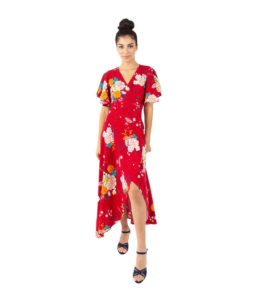 Robe longue SAKURA bohème imprimé fleuri Coton Du Monde-1