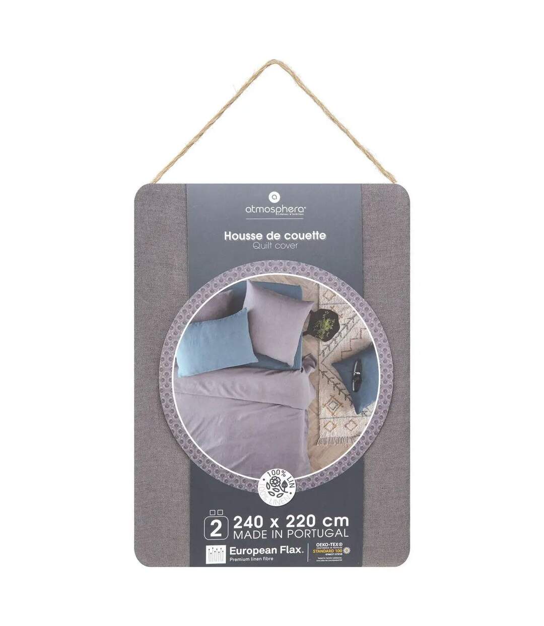 Housse de Couette Lin Adorable 240x220cm Gris Ardoise-5