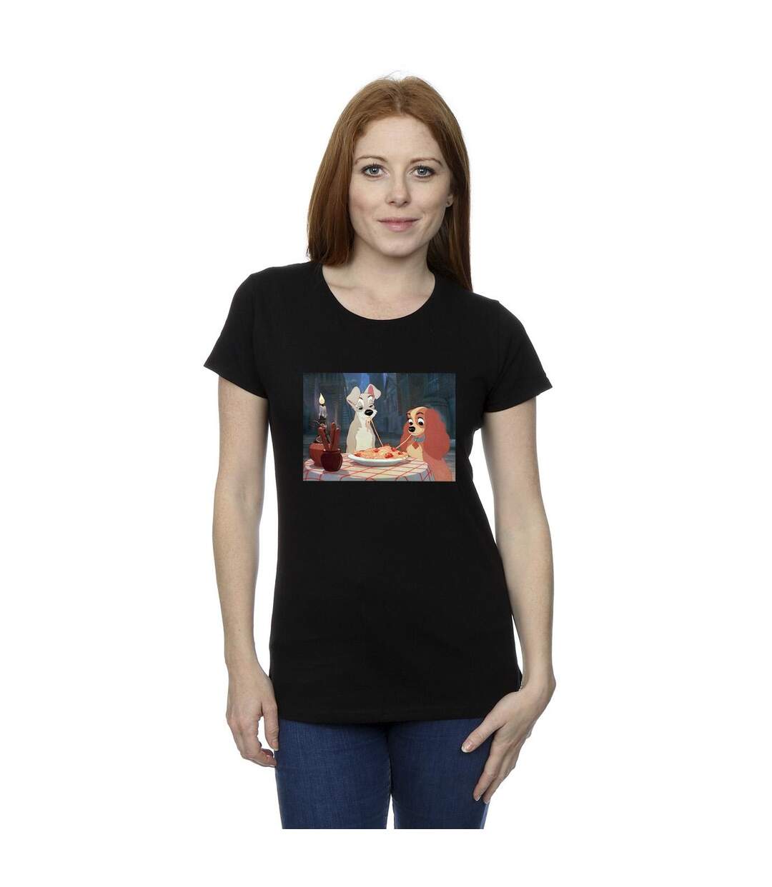 Disney Femmes/Les femmes Lady And The Tramp T-shirt en coton avec photo spaghetti (Noir) - UTBI26159-2