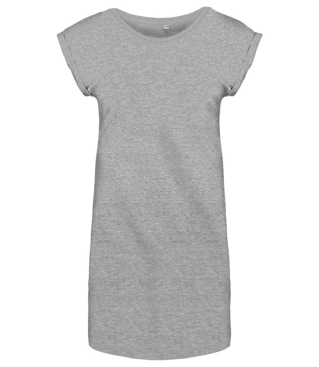 Robe t-shirt col rond manches courtes - K388 - gris chiné - femme