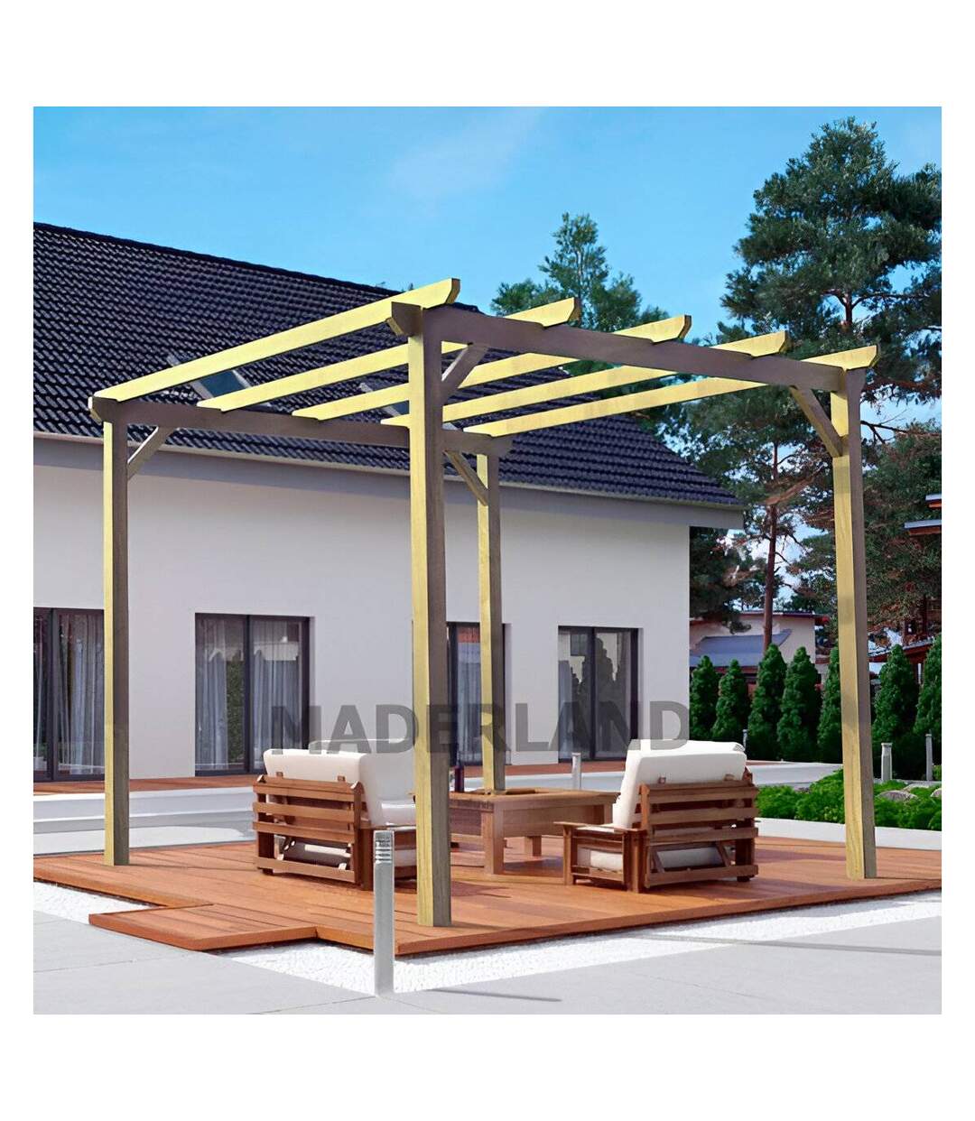 Pergola en bois massif Madrid 420 x 300 cm