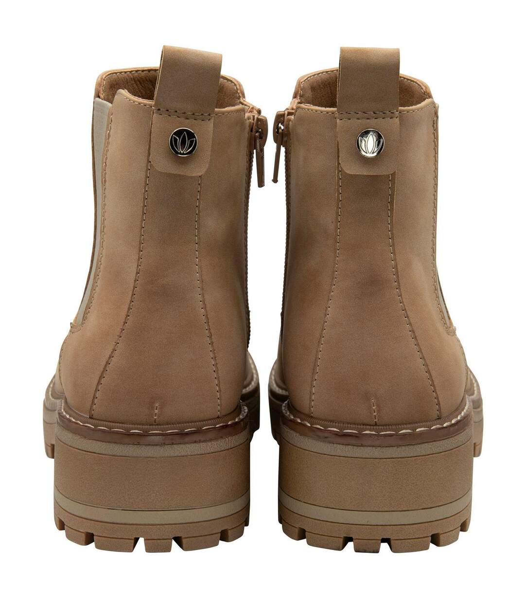 Womens/ladies Lottie Block Heel Chelsea Boots Taupe Lotus Shoes-2