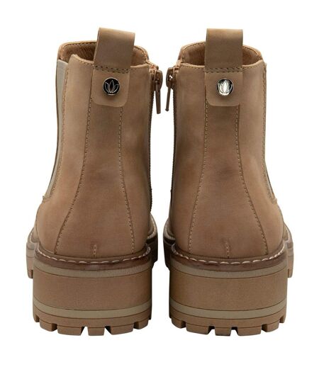 Womens/ladies Lottie Block Heel Chelsea Boots Taupe Lotus Shoes