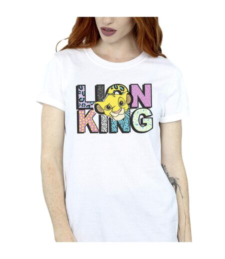 Disney Womens/Ladies The Lion King Pattern Logo Cotton Boyfriend T-Shirt (Blanc) - UTBI29472