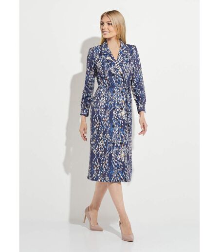 Robe mi longue col tailleur double boutonnage