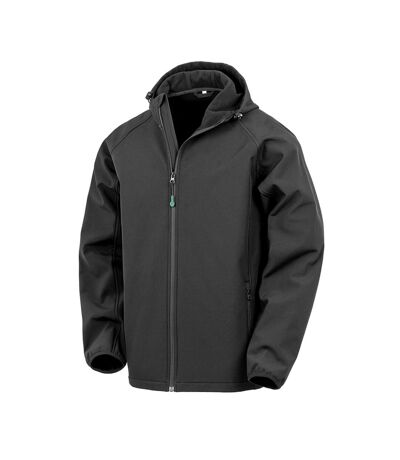 Result Mens Hooded 3 Layer Recycled Soft Shell Jacket (Black) - UTRW9873