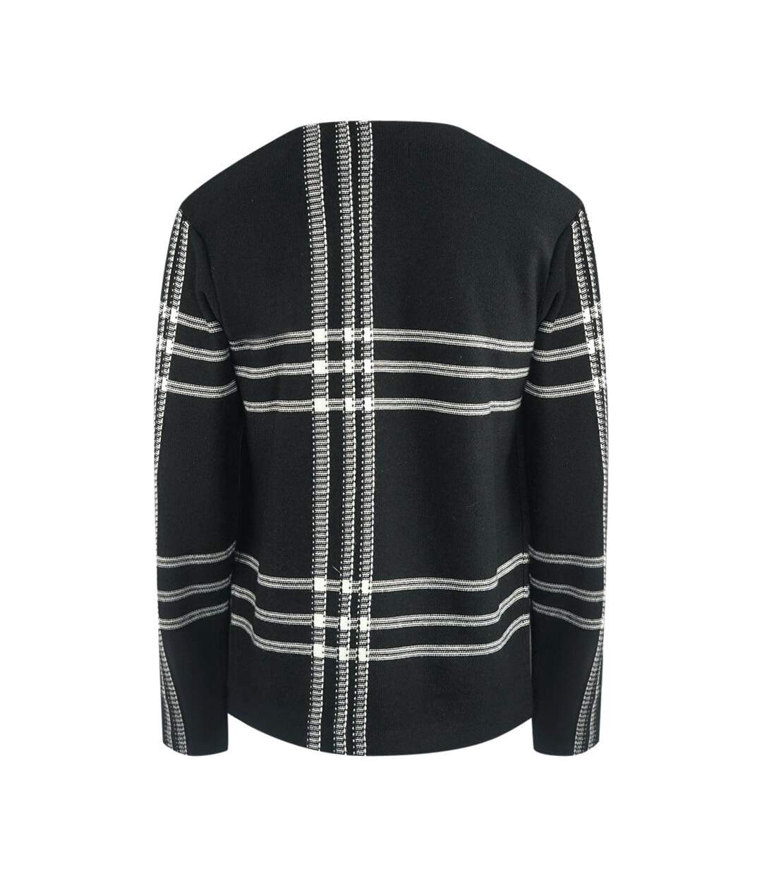 Unisex Adult Tartan Jumper Black White Fred Perry-2