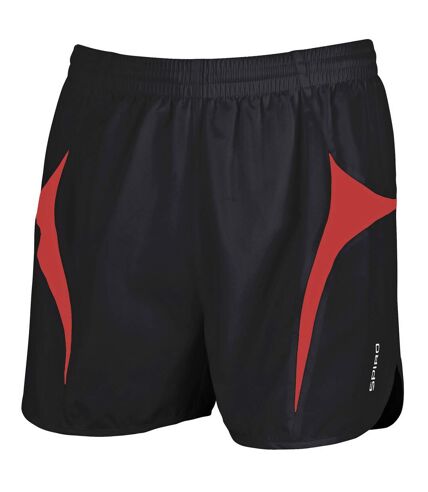 Spiro Mens Sports Micro-Lite Running Shorts (Black/Red)
